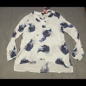 𝅺FRENCH dressing jeans thin long sleeve viscose blouse with slits size M/L NWT